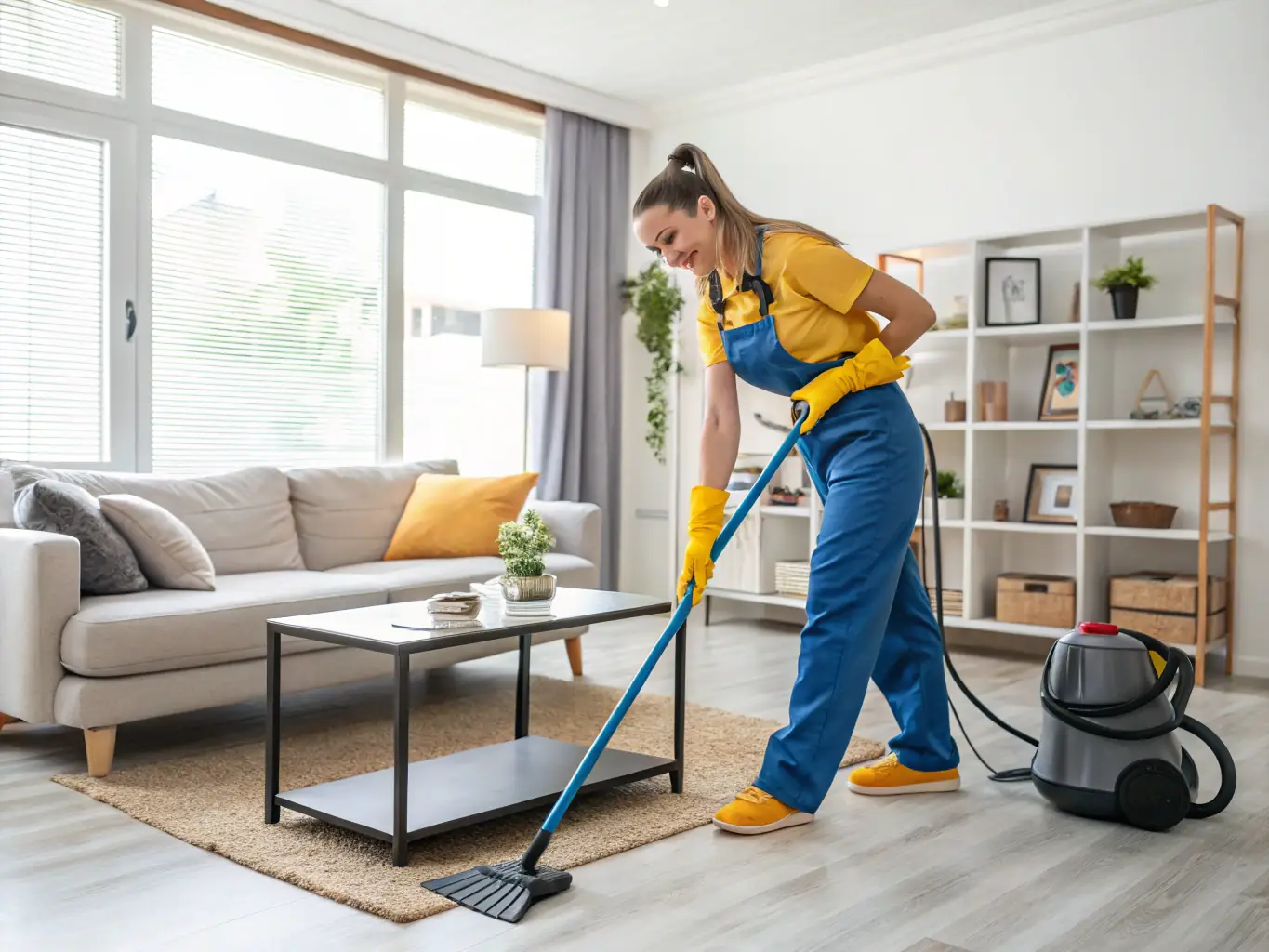 A person smiling while holding cleaning supplies, representing the stress-free experience Bond Cleaning Capalaba provides to its clients.